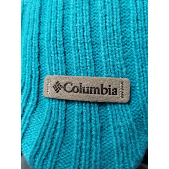 Columbia Youth One Size Peruvian Beanie Ear Flap Blue Aztec Knit Pom Pom Cap - Picture 7 of 8